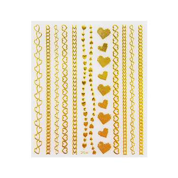 Nail Art Professional Stickers DP344 – Cadenas y Corazones Dorados