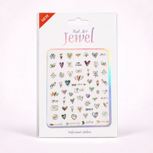 Nail Art Jewel Professional Stickers DP417 – Diseños Románticos Holográficos