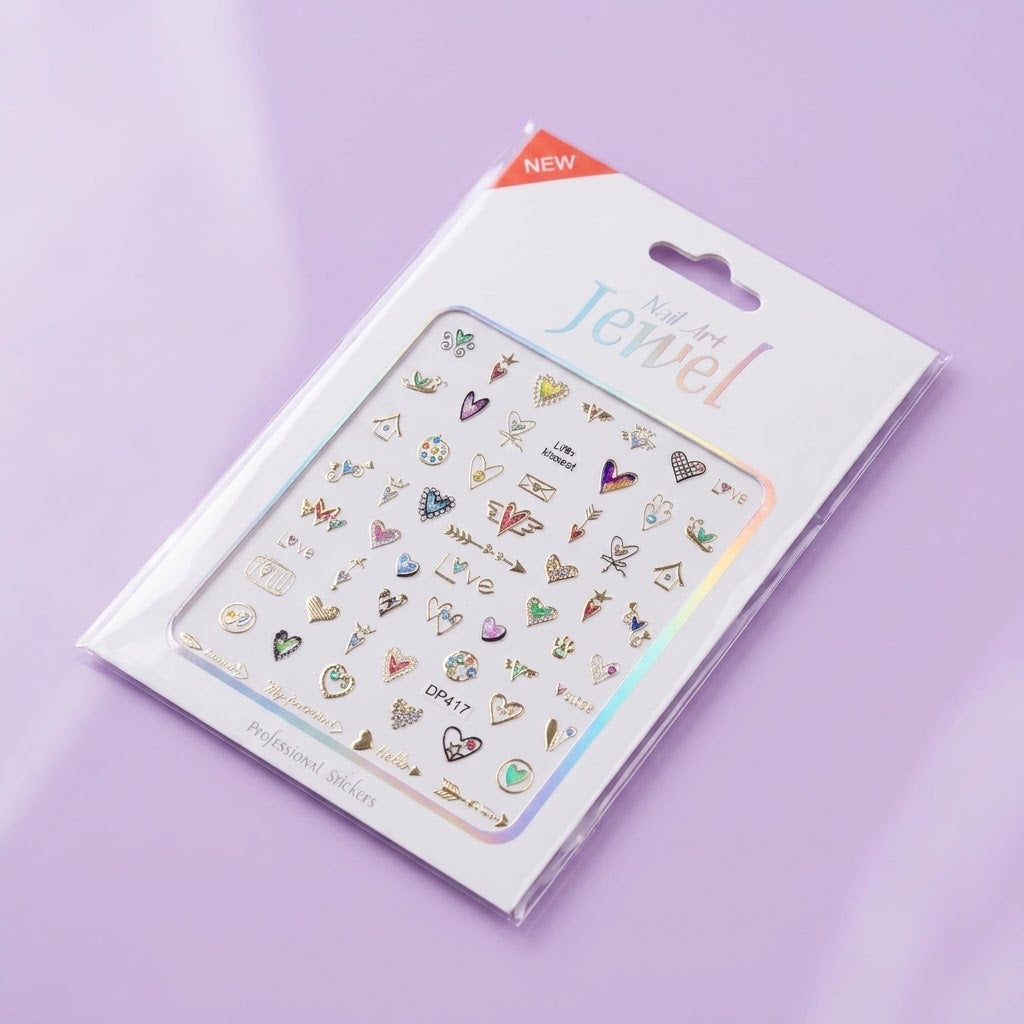 Nail Art Jewel Professional Stickers DP417 – Diseños Románticos Holográficos