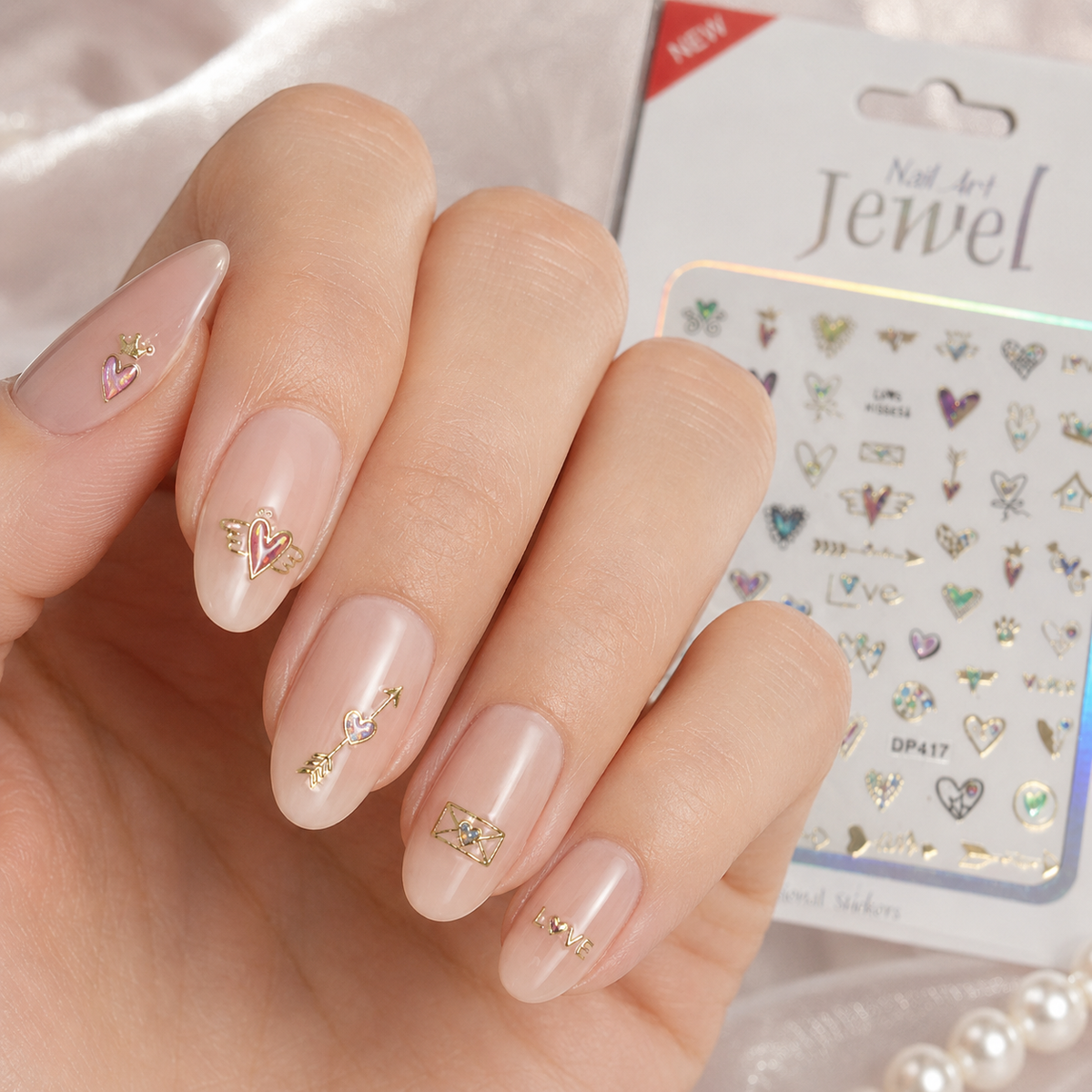 Nail Art Jewel Professional Stickers DP417 – Diseños Románticos Holográficos