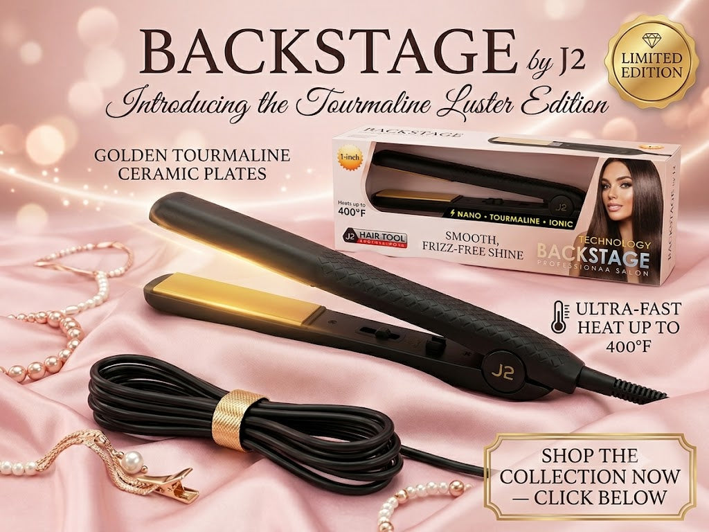 J2 Hair Tool Backstage Plancha Nano Tourmaline Ionic 1” 400°F DRE2104