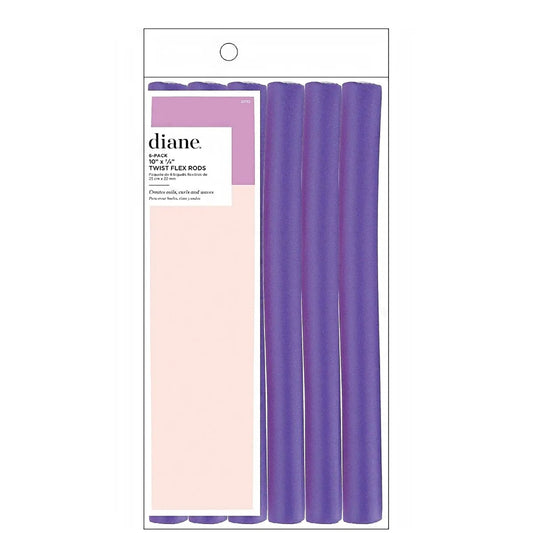 DIANE 6-Pack 10” Long Twist-Flex Rods 7/8” Wide DT10 – Rolos Flexibles para Rizos, Ondas y Peinados