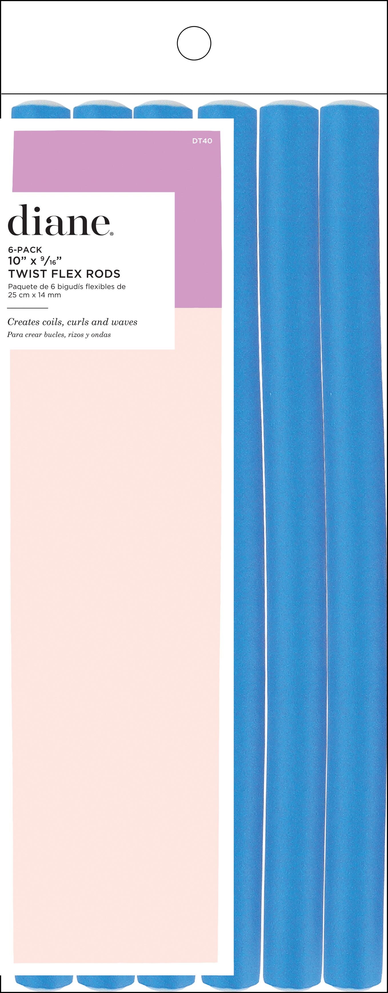 DIANE 6-Pack 10” Long Twist-Flex Rods 9/16” Wide DT40 – Rolos Flexibles para Rizos, Ondas y Peinados