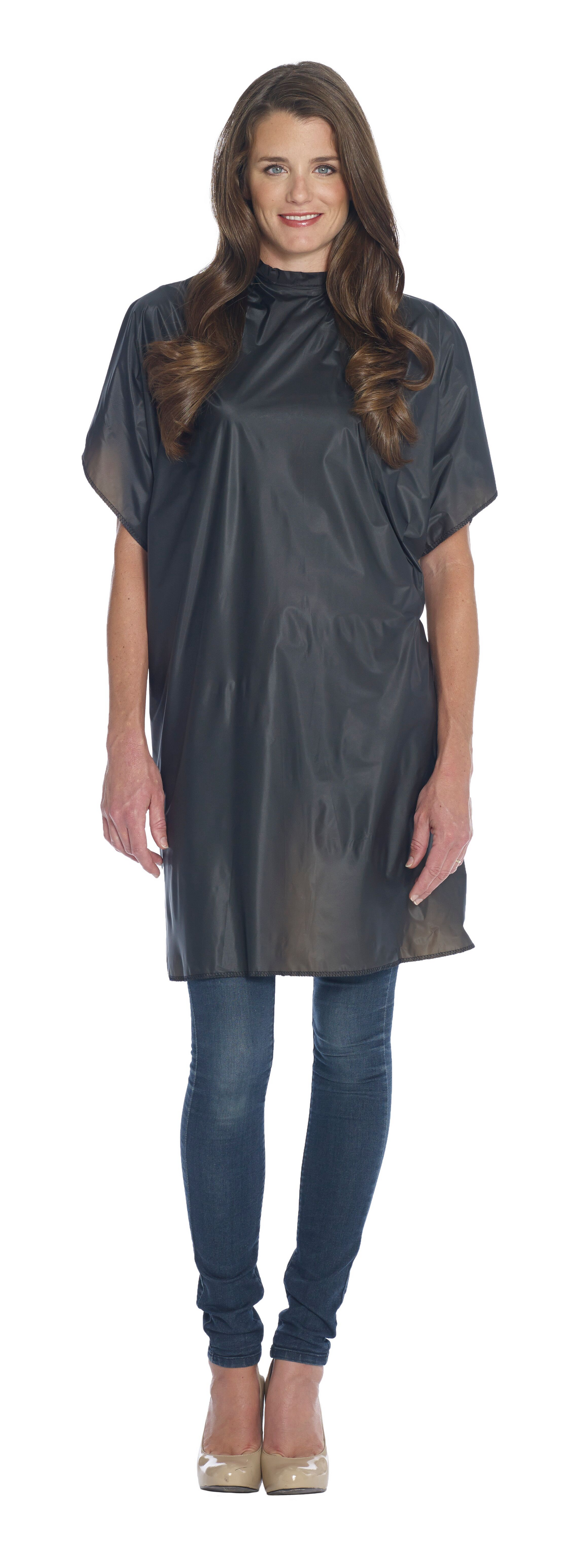 Diane Shampoo Cape 36” x 54” DTA01406 – Capa Negra Impermeable con Velcro