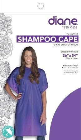 Diane Shampoo Cape 36” x 54” DTA01434 – Capa Morada Impermeable con Velcro
