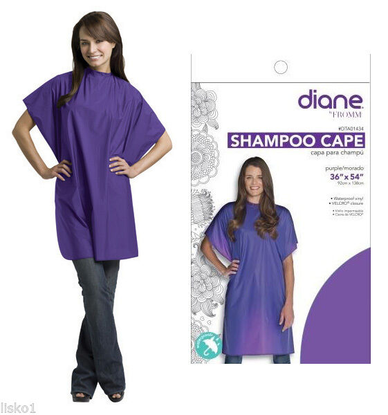 Diane Shampoo Cape 36” x 54” DTA01434 – Capa Morada Impermeable con Velcro