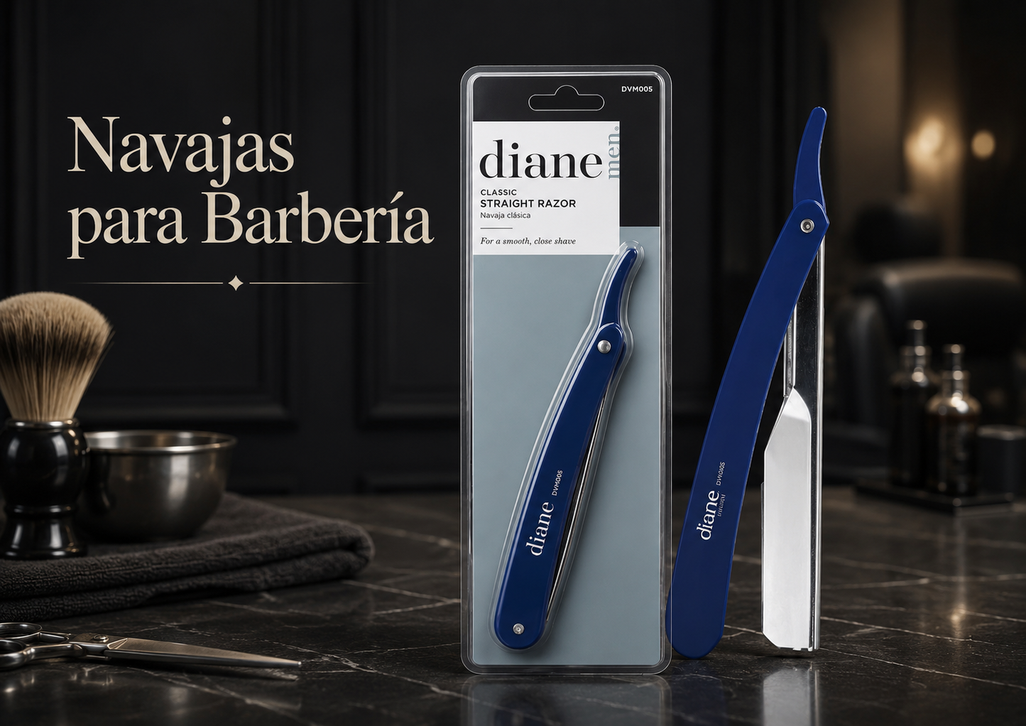 Diane Men Classic Straight Razor D209 Navaja Clásica de Afeitar Blanca