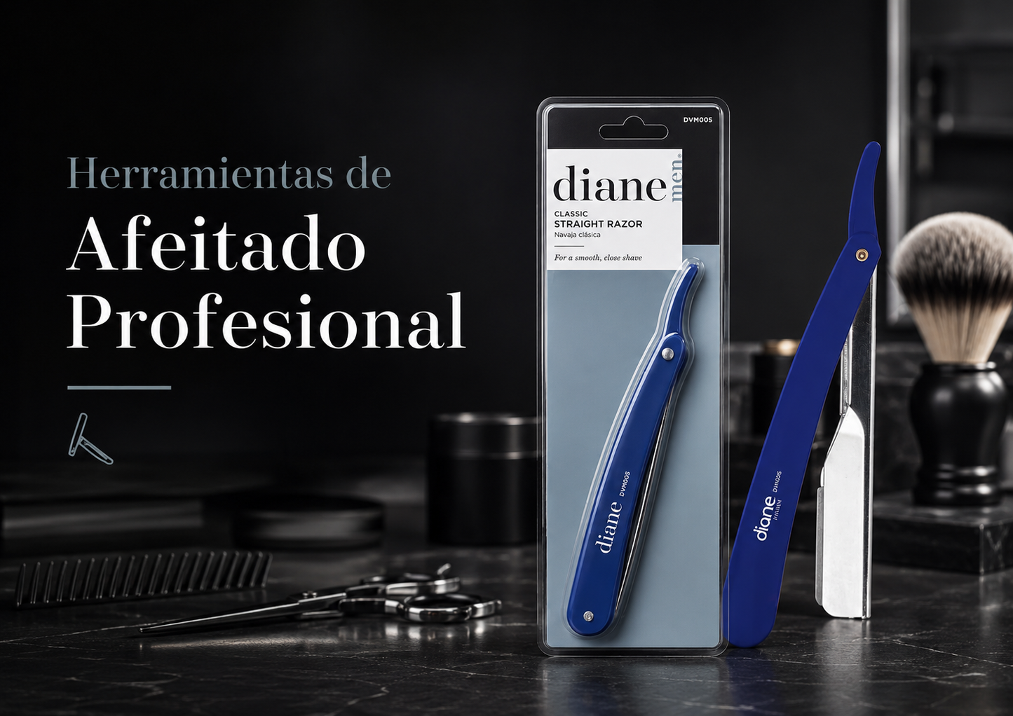 Diane Men Classic Straight Razor D209 Navaja Clásica de Afeitar Blanca