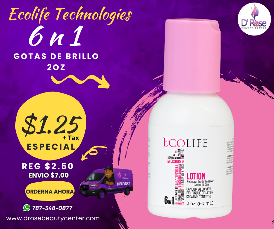 ✨ Ecolife Technologies – Leave In de Rizos 6 en 1 (2 oz)