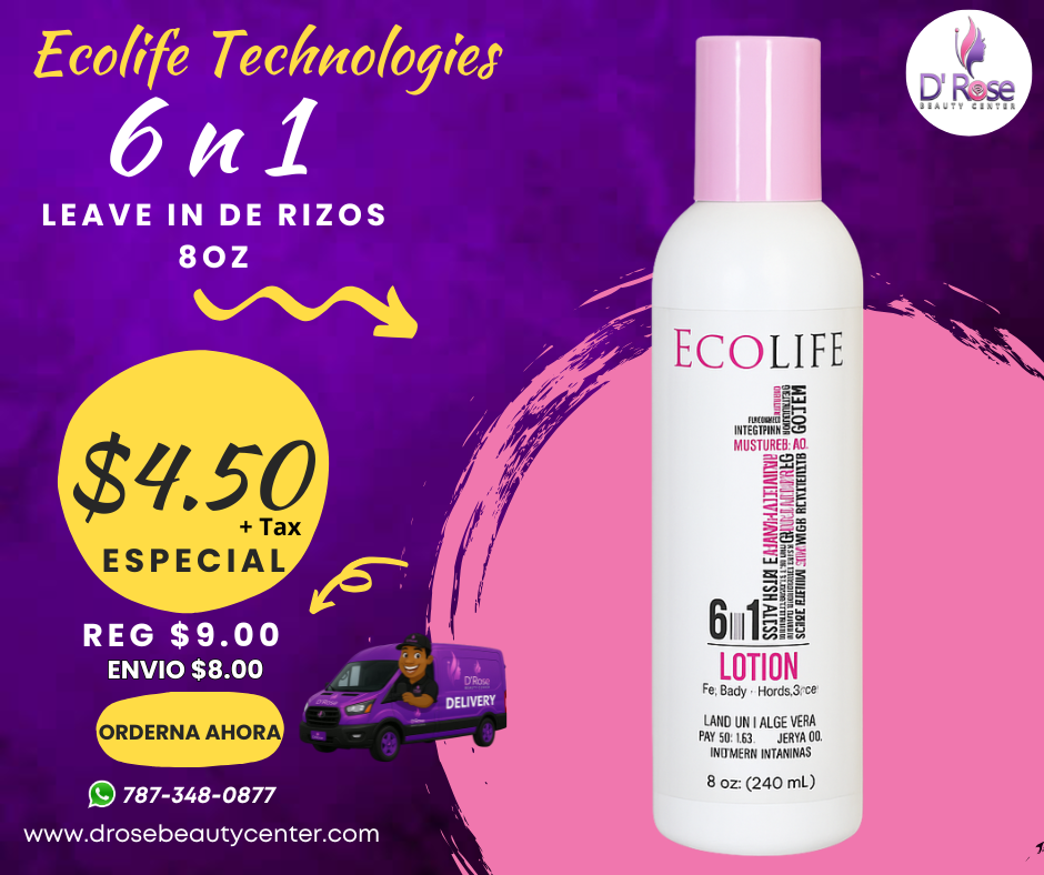 🧴 Ecolife Technologies – Leave-In de Rizos 6 en 1 (8 oz)