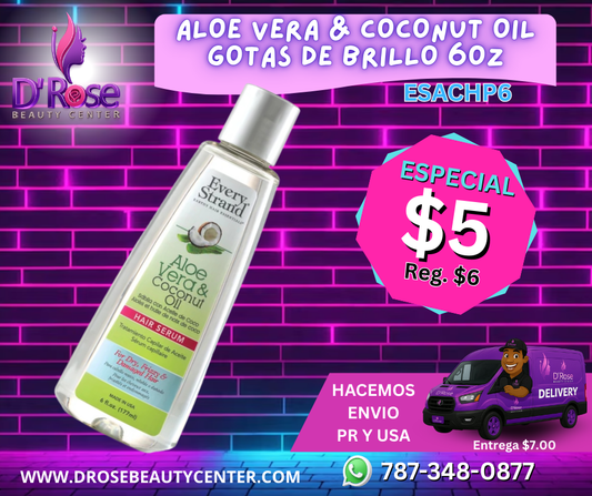 Every Strand Aloe Vera &amp; Coconut Oil Hair Serum / 6oz (ESACHP6)