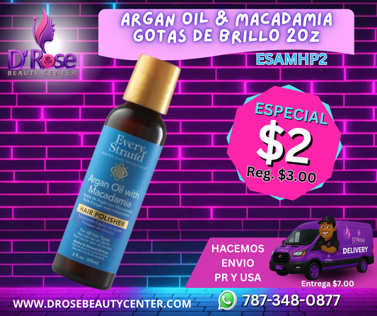 Every Strand Pulidor de Cabello con Aceite de Argán &amp; Macadamia / 2oz (ESAMHP2)
