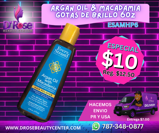 Every Strand Pulidor de Cabello con Aceite de Argán y Macadamia / 6oz (ESAMHP6)