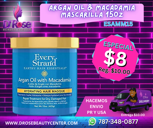 Every Strand Mascarilla Hidratante con Aceite de Argán y Macadamia / 15oz (ESAMM15)
