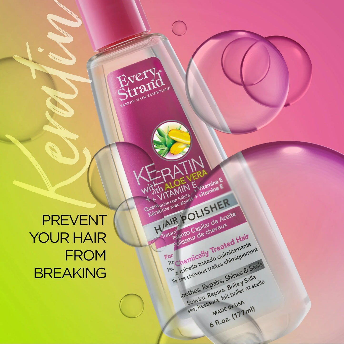 Every Strand Keratina & Aloe Hair Polisher 6oz (ESKHP6)