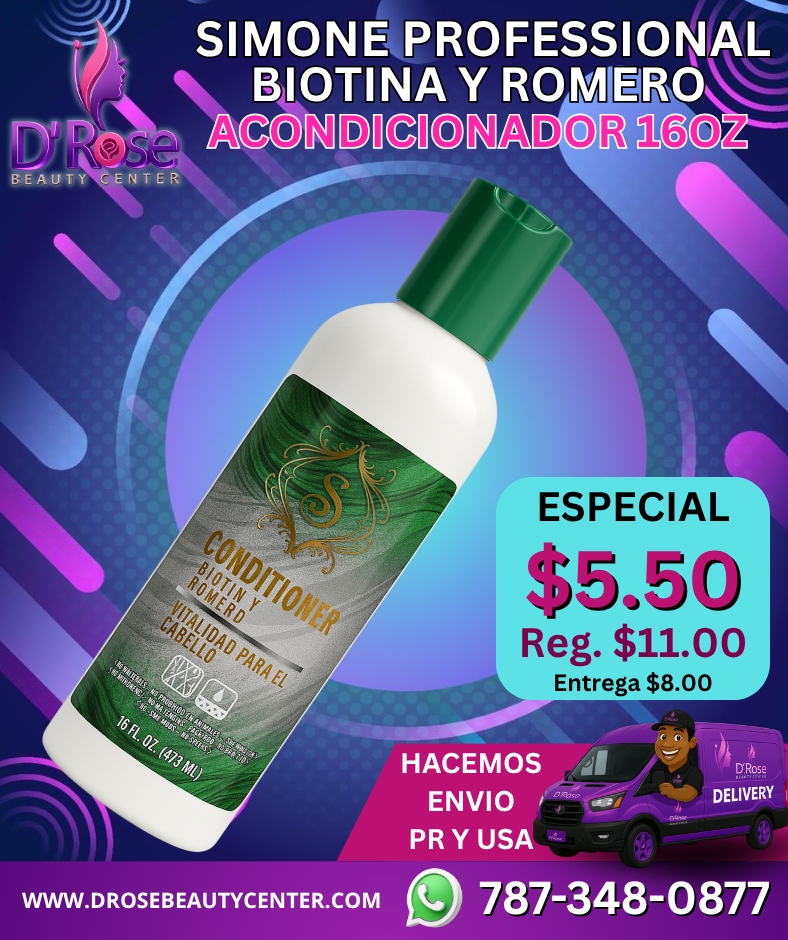 💚 ACONDICIONADOR SIMONE PROFESSIONAL BIOTINA Y ROMERO 16oz