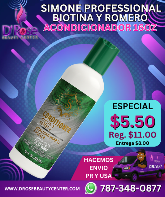 💚 ACONDICIONADOR SIMONE PROFESSIONAL BIOTINA Y ROMERO 16oz