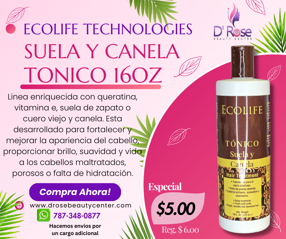 ECOLIFE TECHNOLOGIES TONICO DE SUELA Y CANELA 16OZ ESZ16