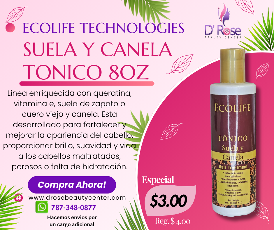 ECOLIFE TECHNOLOGIES TONICO DE SUELA Y CANELA 8OZ ESZ8