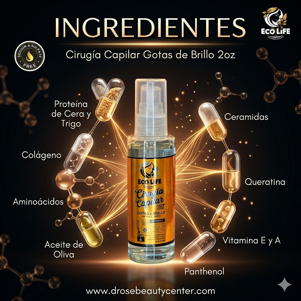 ECOLIFE TECHNOLOGIES Cirugía Capilar Gotas de Brillo 2 oz