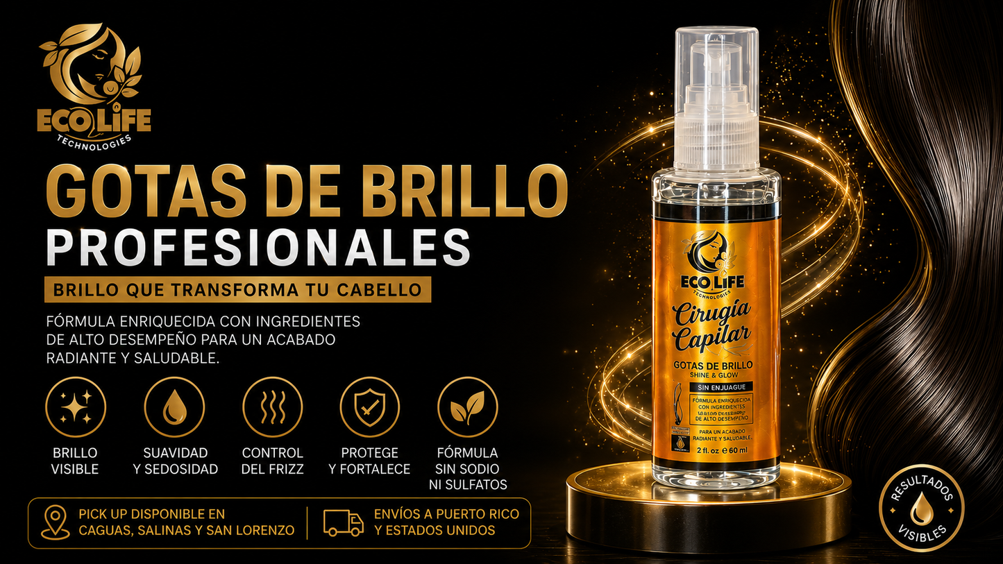 ECOLIFE TECHNOLOGIES Cirugía Capilar Gotas de Brillo 2 oz