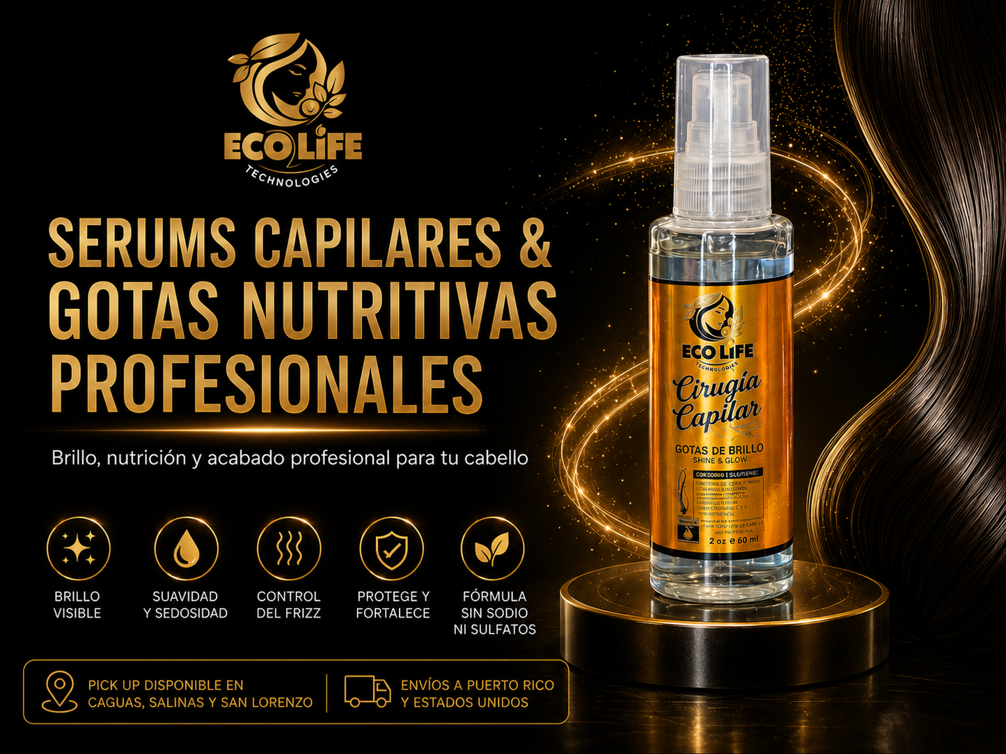 ECOLIFE TECHNOLOGIES Cirugía Capilar Gotas de Brillo 2 oz