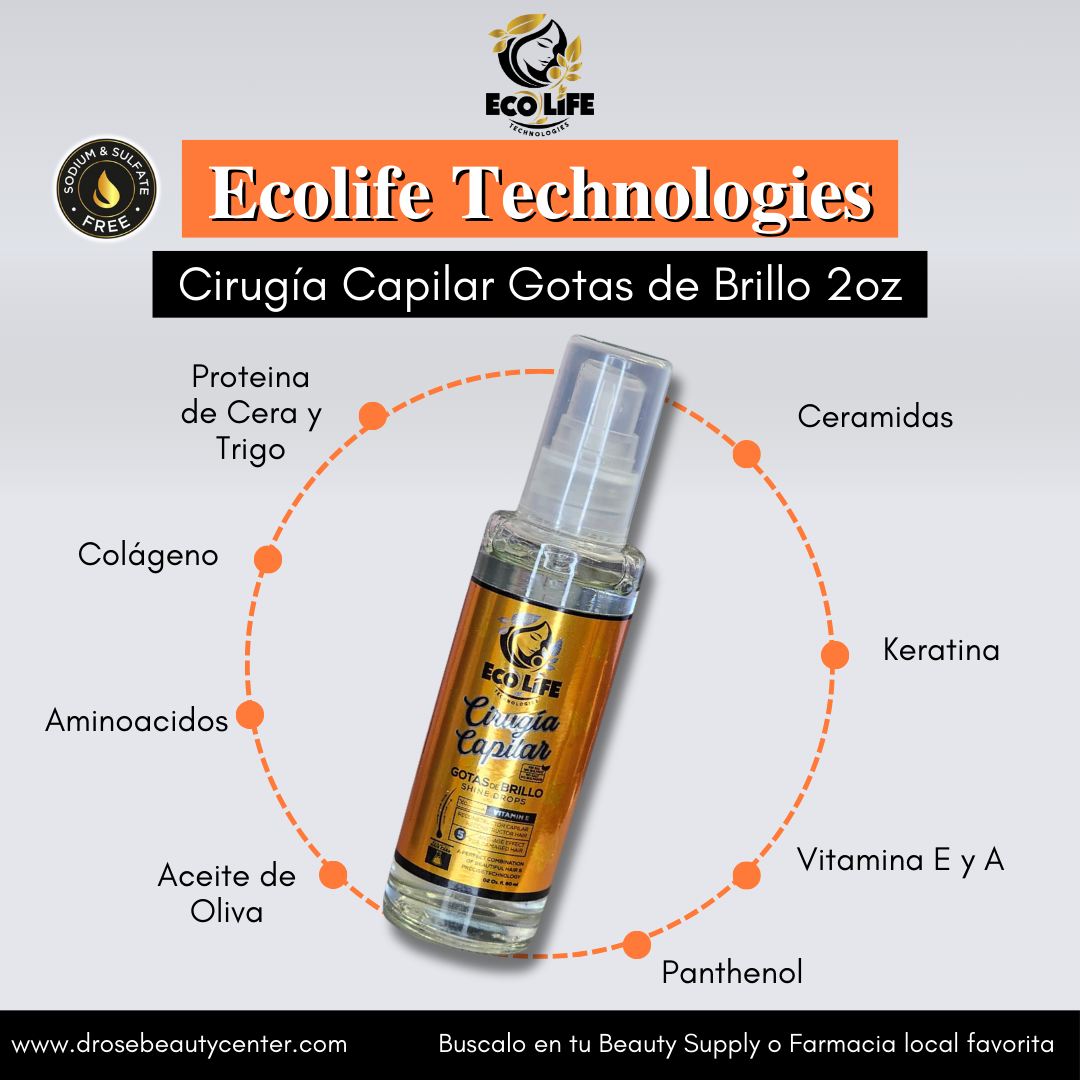 🌟 ECOLIFE TECHNOLOGIES – CIRUGÍA CAPILAR GOTAS DE BRILLO 2oz