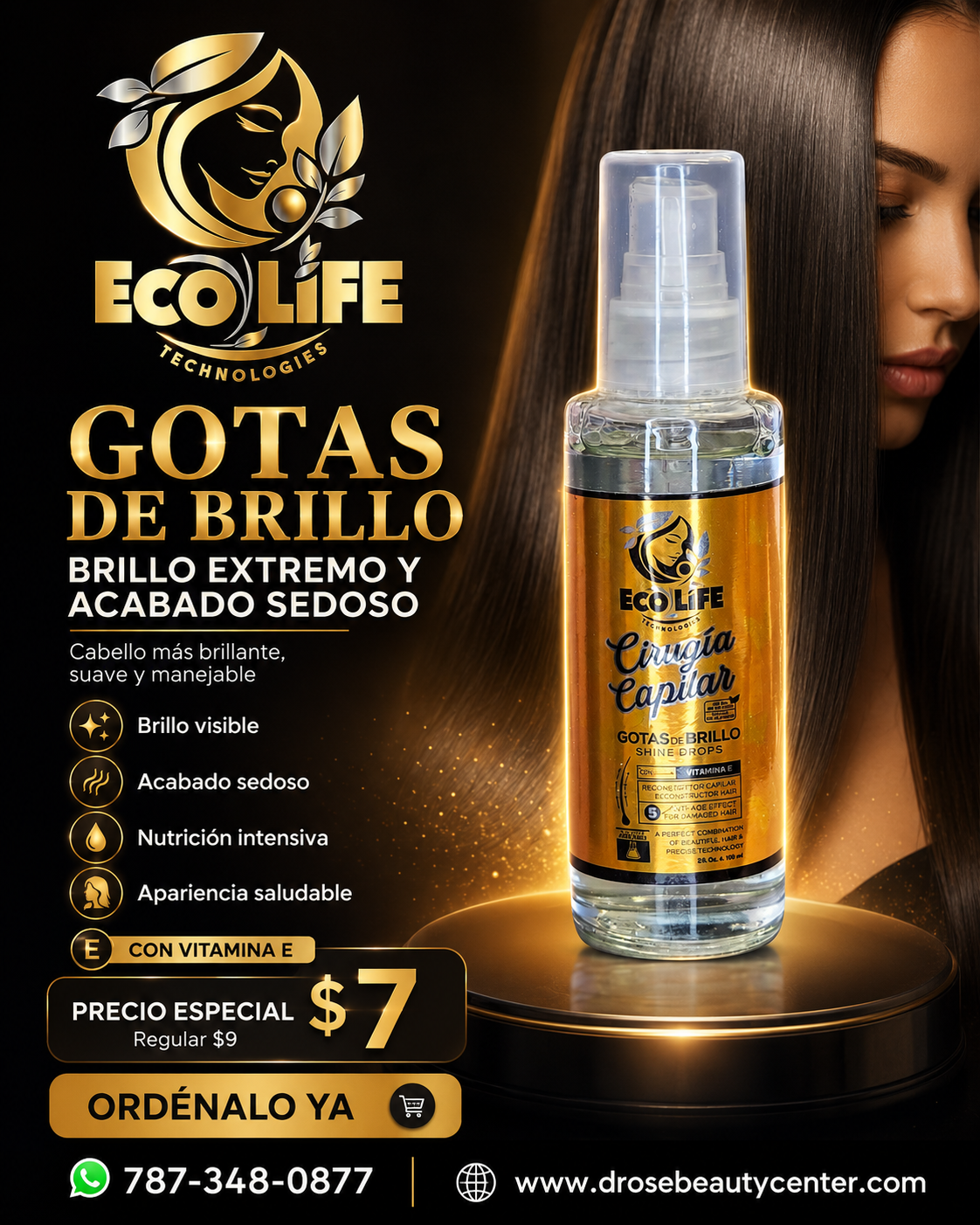 ECOLIFE TECHNOLOGIES Cirugía Capilar Gotas de Brillo 2 oz