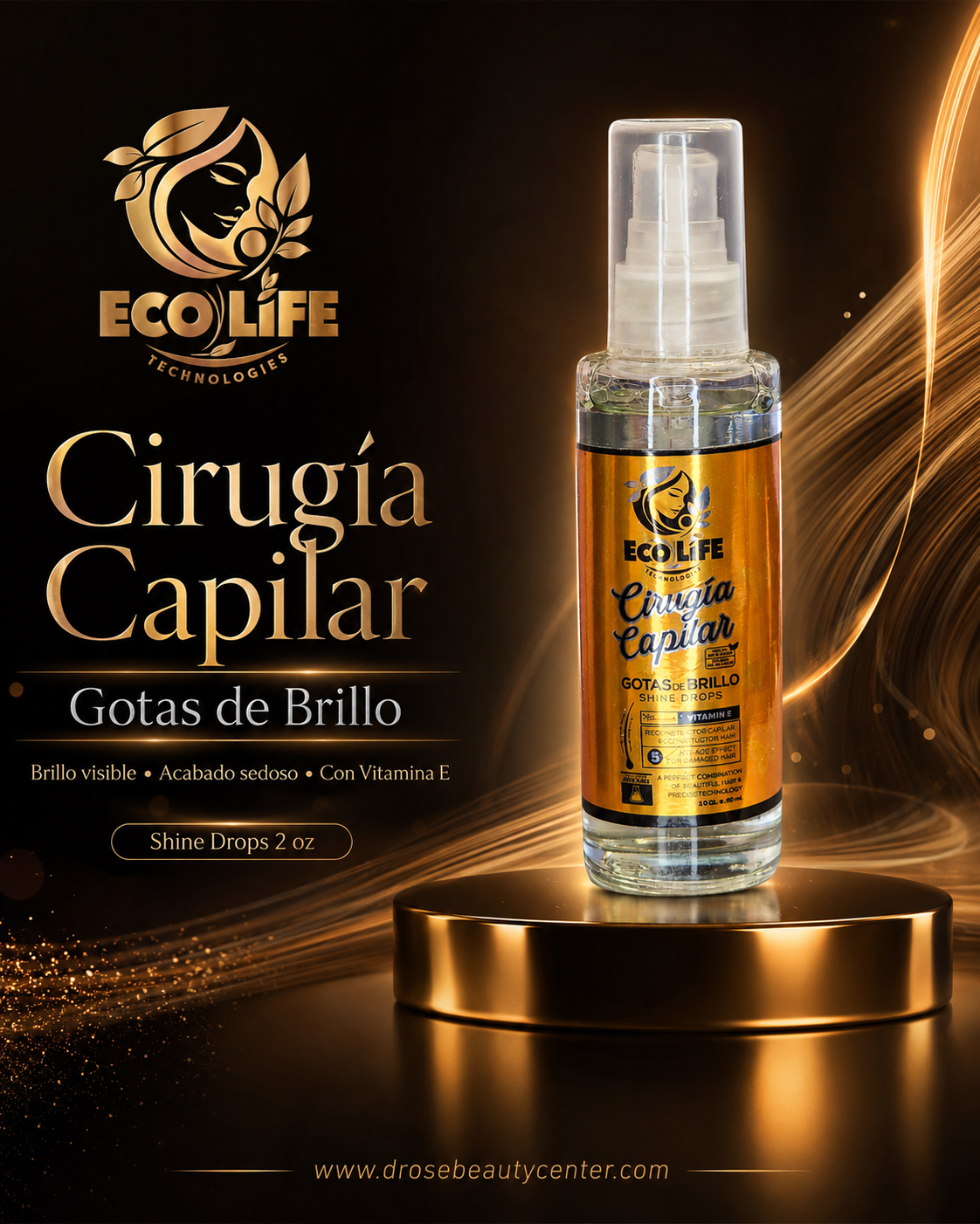 ECOLIFE TECHNOLOGIES Cirugía Capilar Gotas de Brillo 2 oz