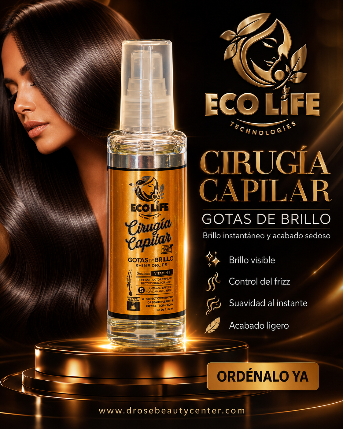 ECOLIFE TECHNOLOGIES Cirugía Capilar Gotas de Brillo 2 oz