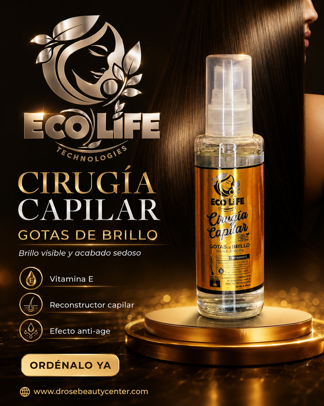 ECOLIFE TECHNOLOGIES Cirugía Capilar Gotas de Brillo 2 oz