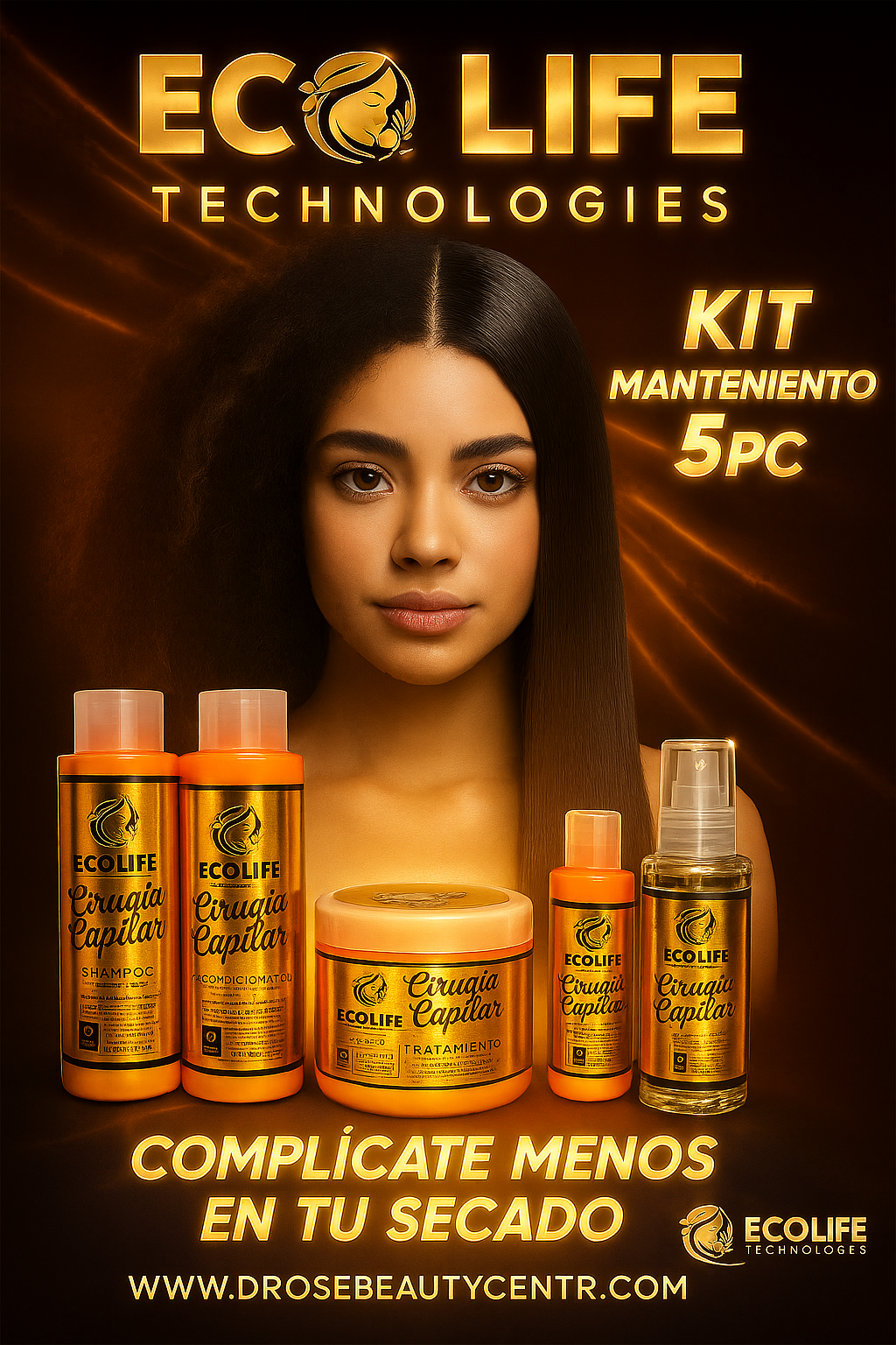 🧡 ECOLIFE TECHNOLOGIES CIRUGÍA CAPILAR – KIT MANTENIMIENTO 5 PIEZAS