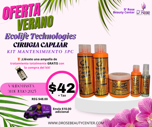 🧡 ECOLIFE TECHNOLOGIES CIRUGÍA CAPILAR – KIT MANTENIMIENTO 5 PIEZAS