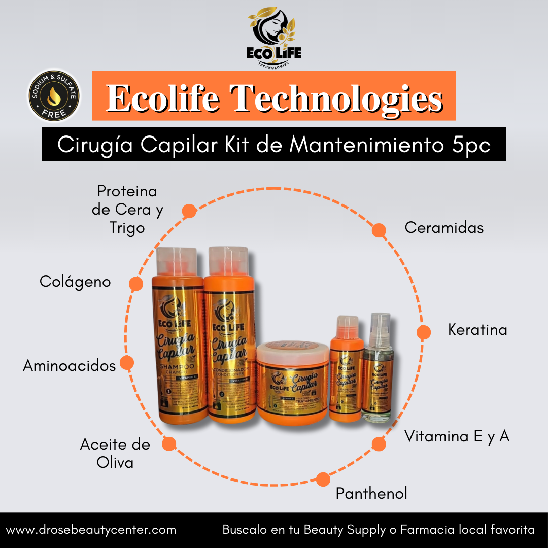 🧡 ECOLIFE TECHNOLOGIES CIRUGÍA CAPILAR – KIT MANTENIMIENTO 5 PIEZAS