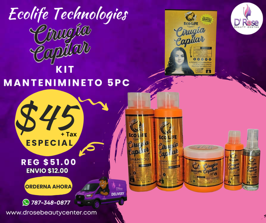 🧡 ECOLIFE TECHNOLOGIES – CIRUGÍA CAPILAR KIT DE MANTENIMIENTO 5 PIEZAS
