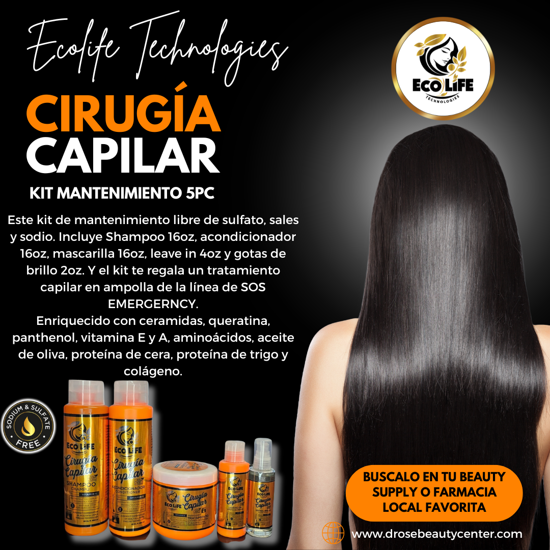 🧡 ECOLIFE TECHNOLOGIES CIRUGÍA CAPILAR – KIT MANTENIMIENTO 5 PIEZAS