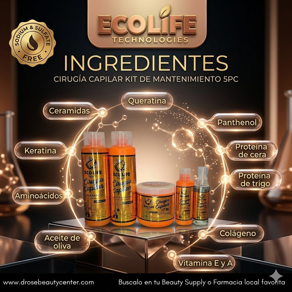 ECOLIFE TECHNOLOGIES Cirugía Capilar Kit de Mantenimiento 5 Piezas
