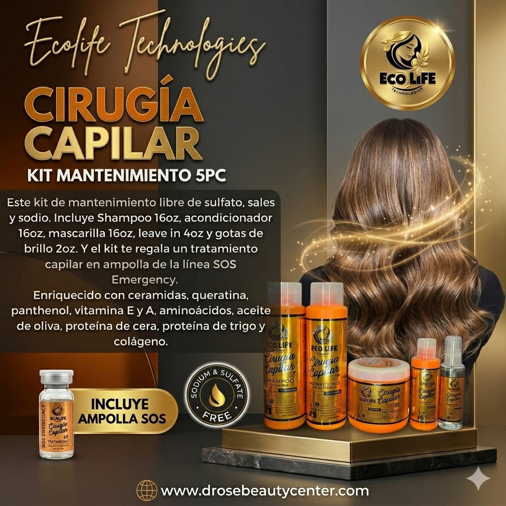 ECOLIFE TECHNOLOGIES Cirugía Capilar Kit de Mantenimiento 5 Piezas