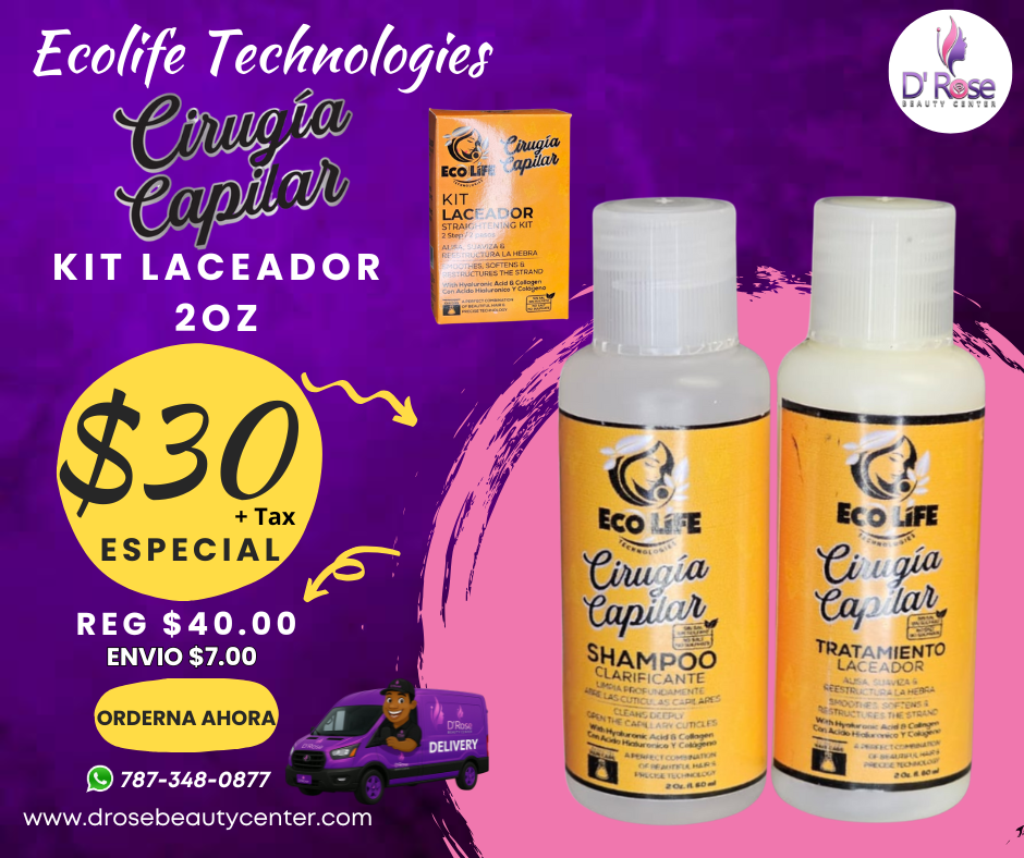 🧡 ECOLIFE TECHNOLOGIES – CIRUGÍA CAPILAR KIT LACEADOR 2oz