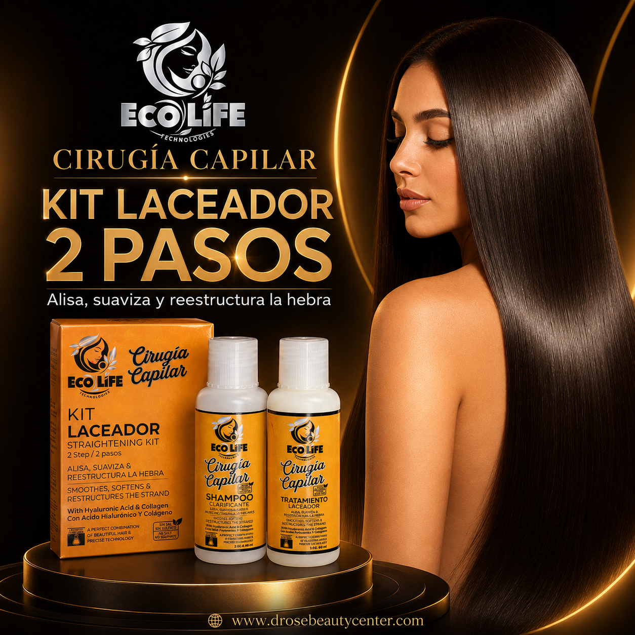 ECOLIFE TECHNOLOGIES Cirugía Capilar Kit Laceador 2 oz 2 Pasos