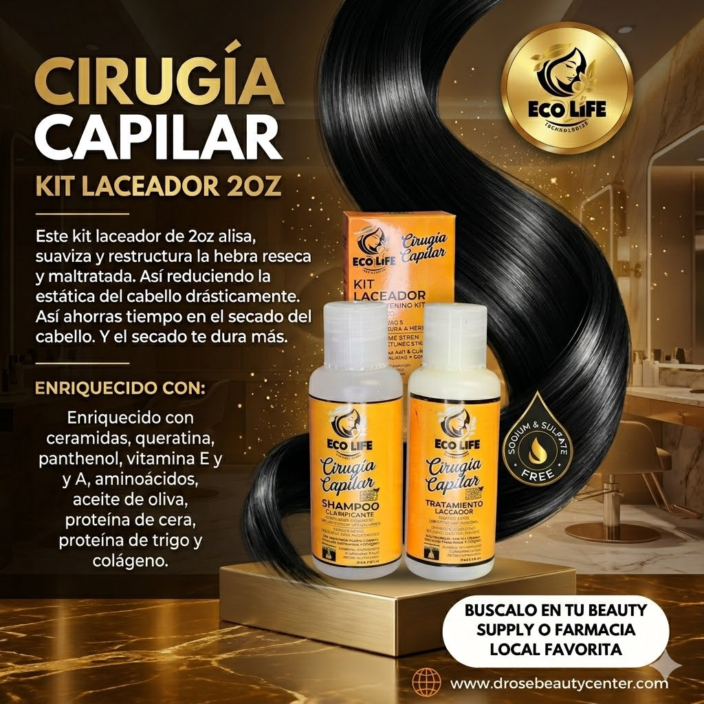 ECOLIFE TECHNOLOGIES Cirugía Capilar Kit Laceador 2 oz 2 Pasos