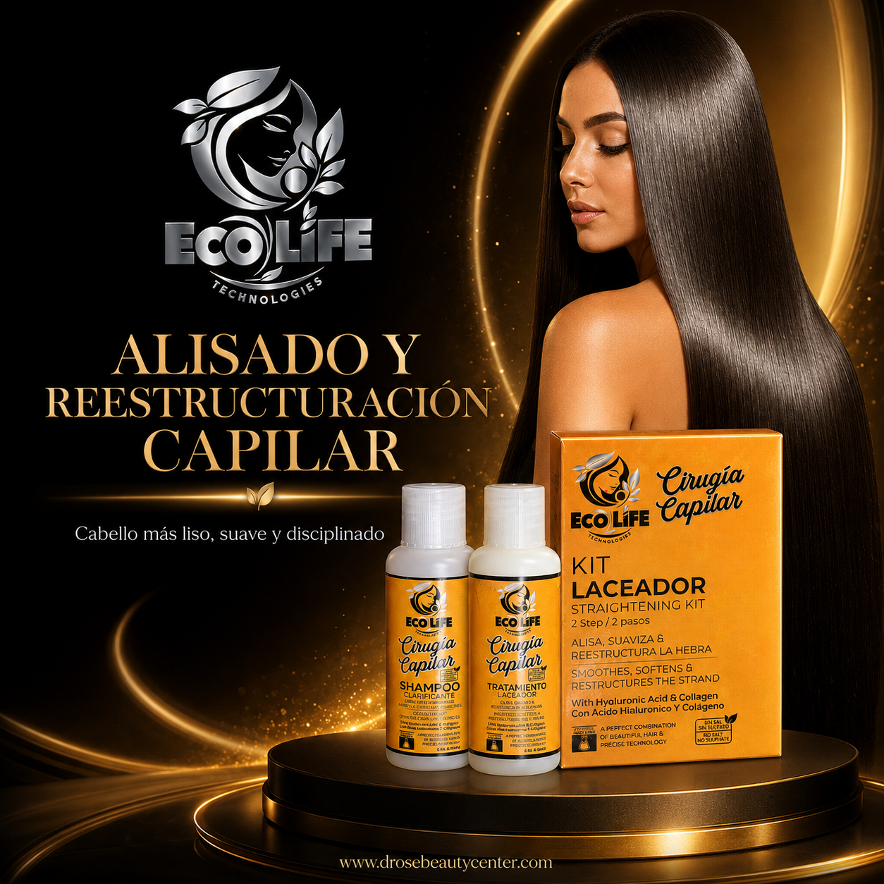 ECOLIFE TECHNOLOGIES Cirugía Capilar Kit Laceador 2 oz 2 Pasos