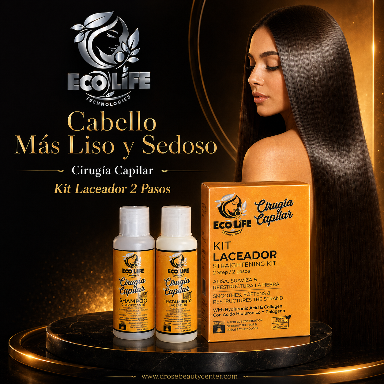 ECOLIFE TECHNOLOGIES Cirugía Capilar Kit Laceador 2 oz 2 Pasos