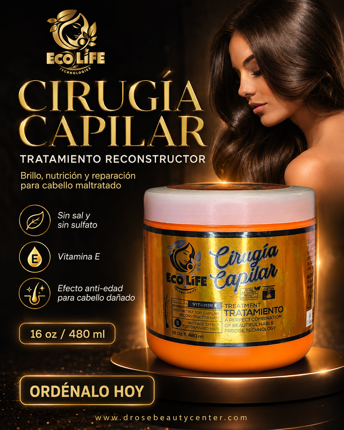 ECOLIFE TECHNOLOGIES Cirugía Capilar Mascarilla 16 oz