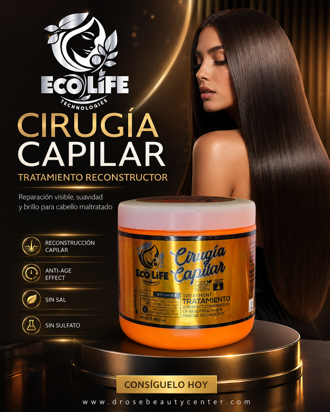 ECOLIFE TECHNOLOGIES Cirugía Capilar Mascarilla 16 oz