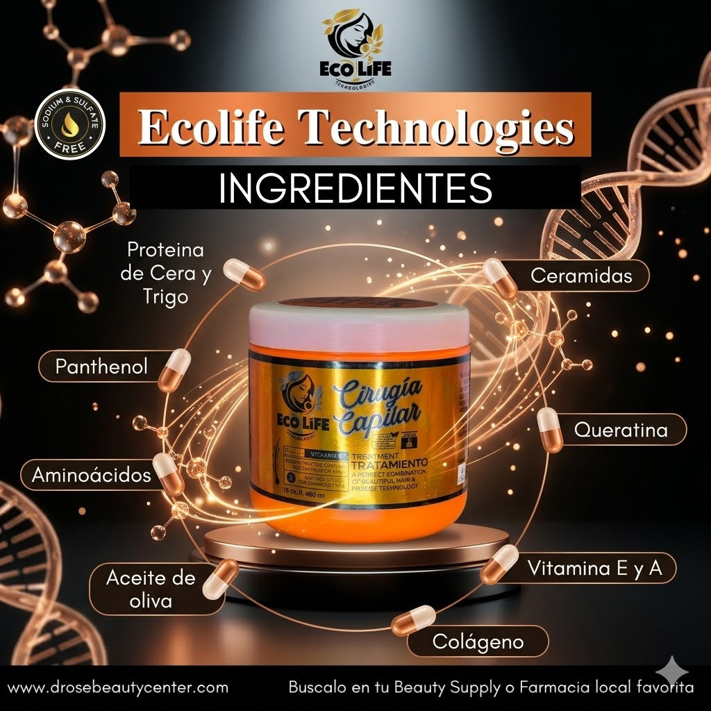 ECOLIFE TECHNOLOGIES Cirugía Capilar Mascarilla 16 oz