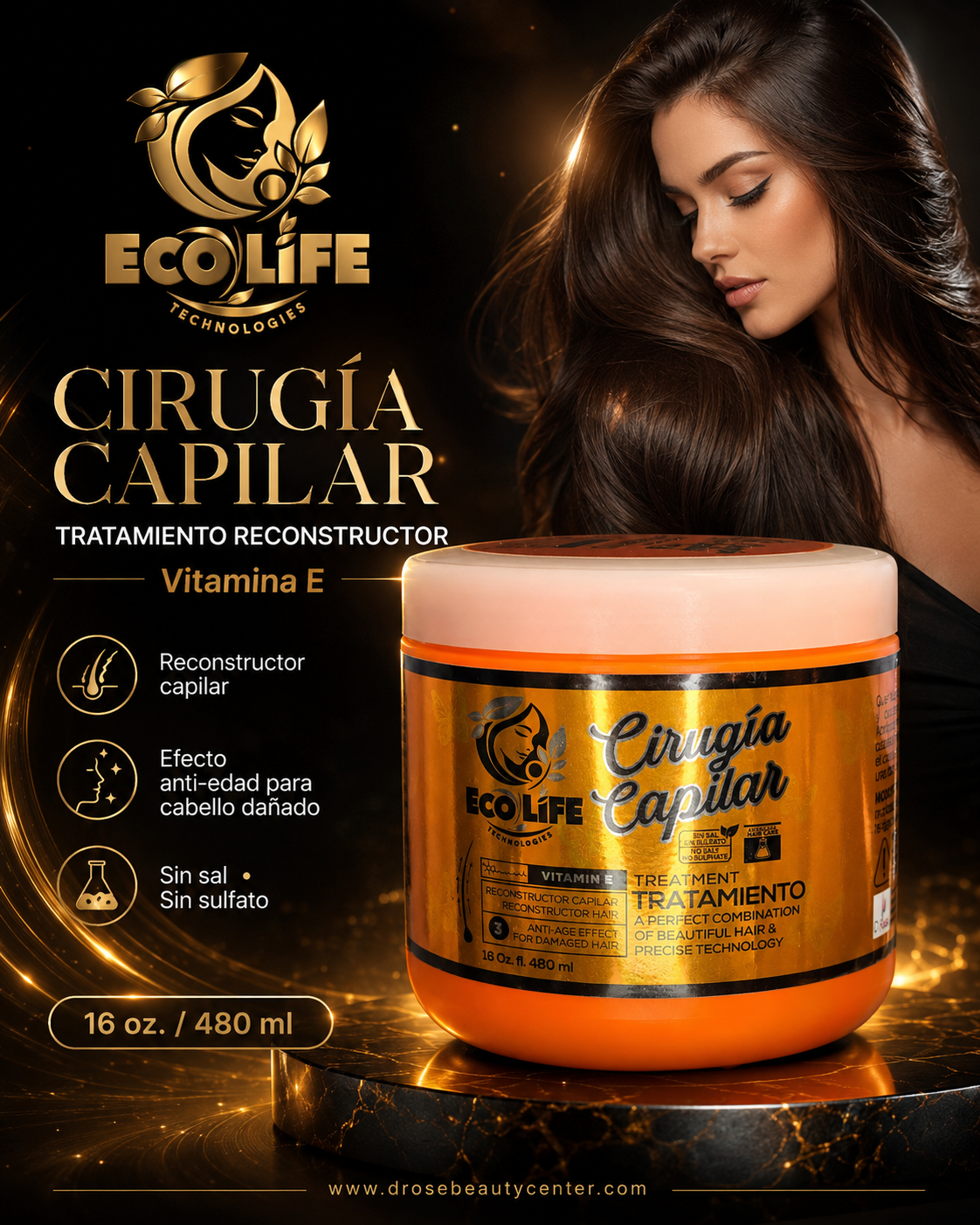 ECOLIFE TECHNOLOGIES Cirugía Capilar Mascarilla 16 oz
