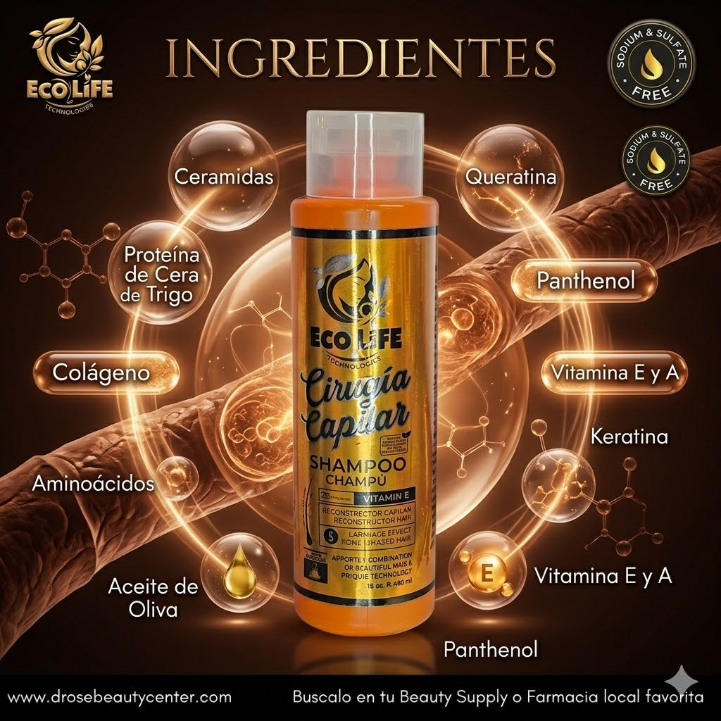 ECOLIFE TECHNOLOGIES Cirugía Capilar Shampoo 16 oz