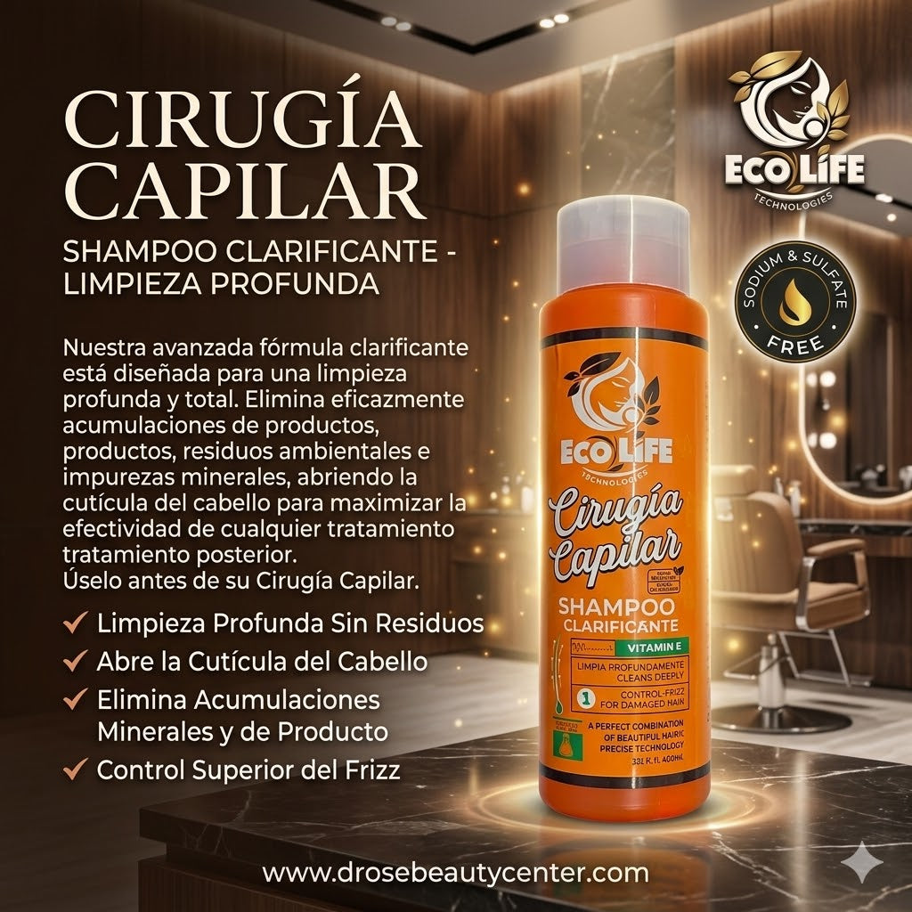 ECOLIFE TECHNOLOGIES Cirugía Capilar Shampoo Clarificante 16 oz