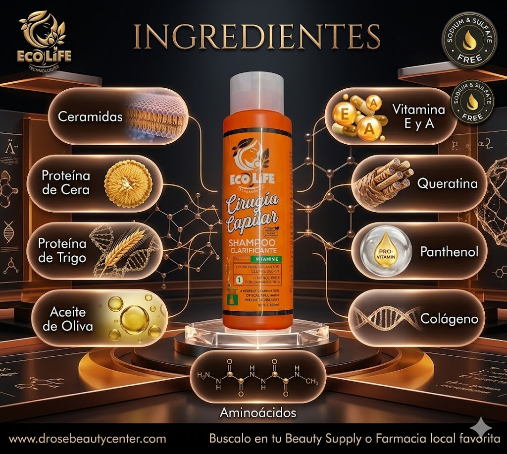 ECOLIFE TECHNOLOGIES Cirugía Capilar Shampoo Clarificante 16 oz